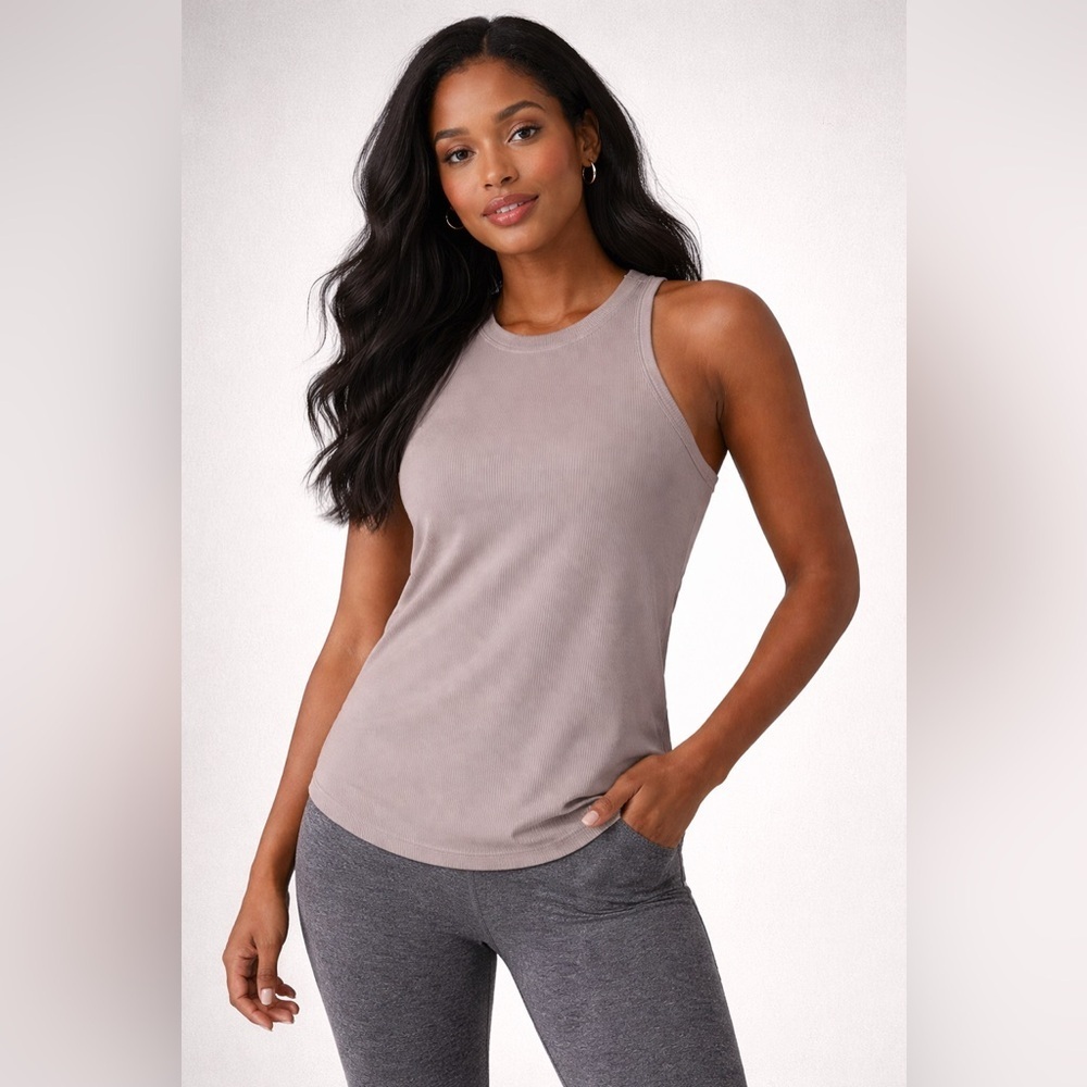Lululemon Ribbed Athletic Tank Top Taupe Approx XS/S